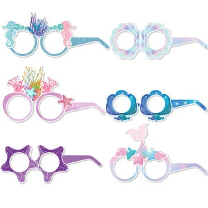 New Design Cute Mermaid Favors Funny Paper Party Glasses for Summer Party Children's Decoration Festival Party Photo Props