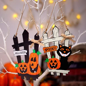 PARTYMENT Spooky Halloween Black Cat Fence Sign Hanging Decor For Outdoor Party Supplies And Haunted House Garden Decoration