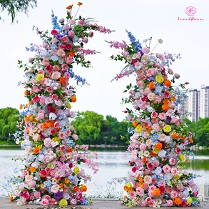 Artificial Flower Arch Background Rose Flower Arch Colorful Wedding Decoration Flower Arch