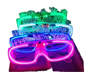Happy New Year Halloween LED Light Glasses Luminous Funny Glowing Sunglasses Plus Size Novelty Flashing Party Favors Costume