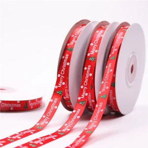1cm Red Merry Christmas Ribbon for Gift Box Hot Selling Christmas Tree Ribbon Christmas Ornament for Packaging