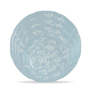 Light Blue Flower Vintage Wholesale Luxury Decorative Spring Garden Style Bone China Wedding Charger Plates