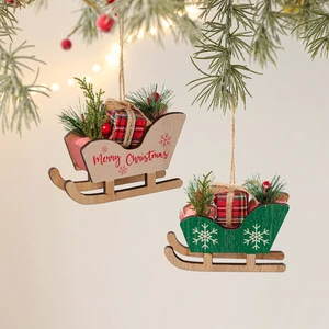 Factory Direct Sale Cartoon Wooden Pendant Santa Red and White Christmas Tree Decoration Atmosphere Decoration Supplies