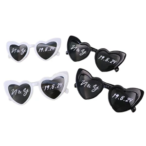 Custom Purple Frame Heart Shape Sunglasses UV400 Optical Attribute Perfect Wedding Favors Bachelorette Party Gifts For Bride