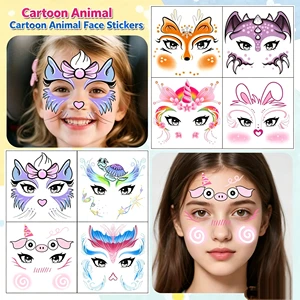 DIY Face Sticker New Facial Animal Cartoon Stickers Suitable Adult Kids Tattoo Stickers for Holiday Party Costume Ball