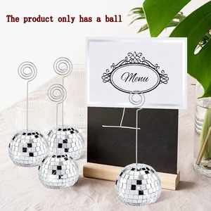 Disco Ball Table Number Holders Silver Tented Cards Name Cards Stands with Swirl Wire for Wedding Table Sign Display Supplies