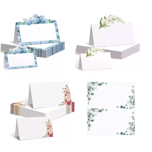 50 Pcs/Pack Flower Plant Number Paper Card Seating Place Name Cards for Wedding Dinner Festive Party Table Decor Cards