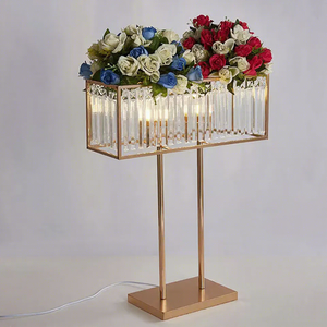 New Wedding Crystal Flower Rack Wedding Banquet Stage Golden Iron Art Luminous Decorative Arrangement Decorations Road Lights