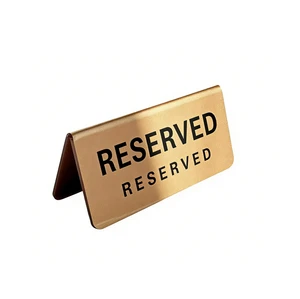 Wholesale Stainless steel Table Tent Reserved Sign Business Meeting Elegant Rustic Desktop Number Plate Factory Supply