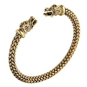 Punk Pagan Jewelry Twisted Arm Ring Adjustable Nordic Uniquent Viking Double Head Dragon Vintage Men's Bracelets Bangle