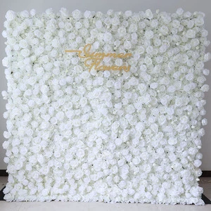 Restaurant and Wedding Ceremony Events 8ft X 8ft High Quality Silk Flower Wall White Wedding Background Decoration
