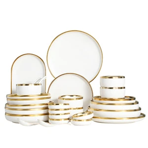 Nordic Phnom Penh Matte White Top Grade Kitchen High Quality Royal Restaurant Party Ceramic Tableware Set Table Decorations