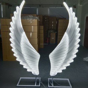Wedding Backdrop Decoration Stage Metal Led Decorative Lights Floor Aisle Angel Wings Lights Backdrop