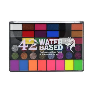 Festival Art case 42 Colors Neon Make up Kids Face Painting Kit Professional Water Based Face Body Paint Palette