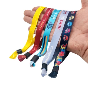 Party Custom Fabric Wristbands Festival Wrist Band Cloth Woven Textile Bracelets for Event