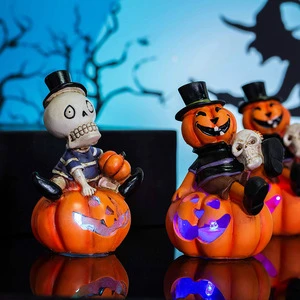 Halloween Decorations Creative Luminous Skull Ornaments Colorful Flashing Pumpkin Lanterns Ghost Festival Party Layout Props