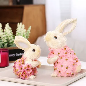 Hot Easter Decoration Cute Pink Flowers Rabbit High Quality Easter Rabbit Dolls Decor