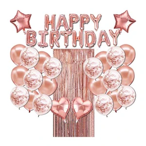 Wholesale Celebration Happy Birthday Theme Item Party Decoration Needs Ballon Anniversaire Rose Gold Latex Balloon Kit Set