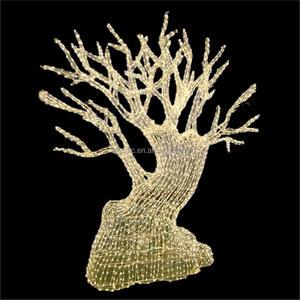 Outdoor 3D Light up Christmas Tree Sculpture Metal Frame Motif Light for Commercial Winter Festival Lawn Displays