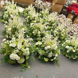 Elegant White & Green Artificial Floral Centerpiece Set Handmade Wedding Table Flower Decor for Ceremony
