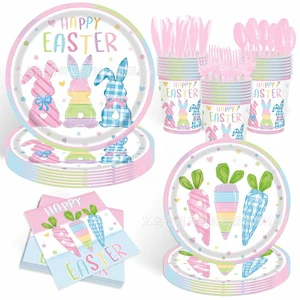 Modern Hot Selling Colorful Easter Rabbit Egg Paper Party Supplies Layout for Holiday Festival Celebrations High Quality