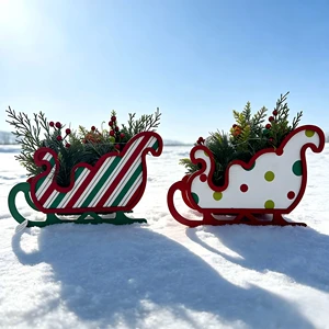 New Snowy Fairy Tale Wooden Christmas Sleigh Ornaments
