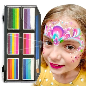 New Arrival Adult & Kids Water-Based Face & Body Paint Palette 6-Color Neon Makeup Markers Adult Art Painting Case