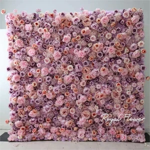 G-1269 Silk Peony Rose Pink Artificial Flower Wall Panel Backdrop Wedding Decoration