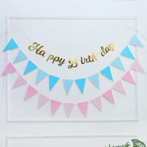 Colorful Triangle Banner for Festive Flag Decoration Paper Festival Party Dress-Up Supplies Colorful Birthday Flag Arrangement