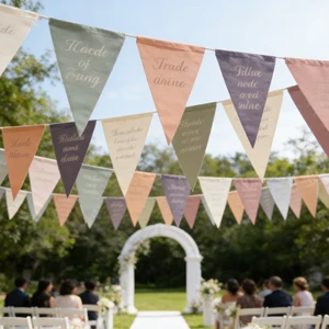 Factory Price Different Size Advertising Wholesale Colourful Festival Wedding Triangle Decorative Hanging Bunting Flag