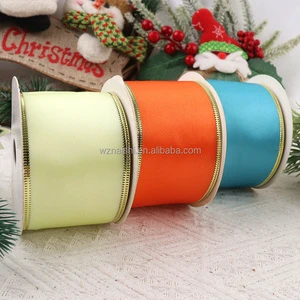 NAISHI Model 08 10 Yards Christmas Floral Gift Ribbon for DIY Wrapping Christmas Tree Bow Silk Screen Printed Polyester Ribbon
