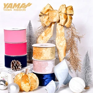 Yama Ribbon Factory Wholesale 2.5inch 63mm Width Velvet Ribbon with Wire Edge for Christmas Decorations 10 Yards/roll