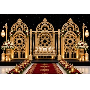 Victorian Style Customized Color Gold Frames Reception Stage Luxury Wedding Event Decor Fiber Lightweight Manufacturer Exporter