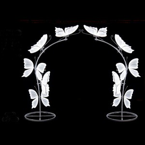 Wedding Stage Props Luminous Butterfly Arch Flower Stand Wedding Background Decorative Lights Iron Festival Arch