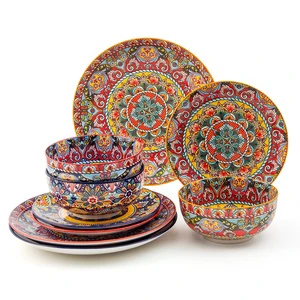Hot Sale Nordic Bohemia Ceramic Dishes & Plates Sets Dinnerware Party Tableware & Table Decorations for Restaurant Home Hotel