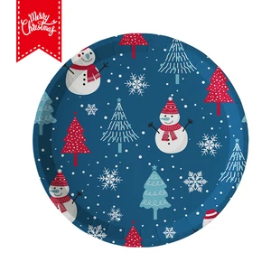 Wholesale Customized Christmas Design Round Restaurant Quality Tableware Quality Paper Plates for Parties