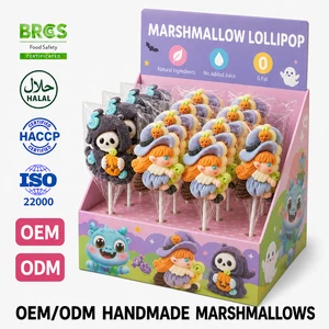 Marshmallow Halal Witch Ghost Gummy Sweet Fruity Lollipop Halloween Candy Wholesale Custom Manufacturer TIK TOK Cartoon