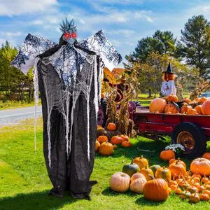 6ft Posable Halloween Animatronic Decoration with Light-Up Eyes and Wings/Arms for Festive Decorations