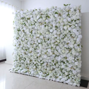 Modern Simple Style White 5D Artificial Flower Wall Outdoor Wedding Backdrop Professional Event Party Decoration Aisle Entrance