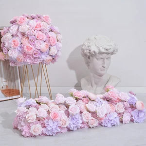 Venlando Eco-Friendly Wedding Table Decoration 50cm 60cm 70cm Fuchsia Plum Rose Purple Silk Artificial Flower Ball Centerpieces