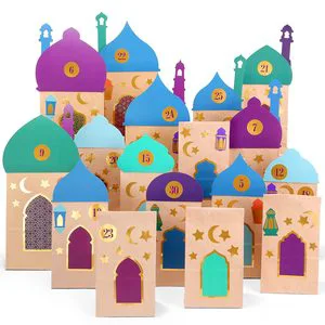 30 Ramadan Calendar Gift Bags DIY Ramadan Kareem Decoration Children with Sticker Eid Mubarak Decoration Set for Filling