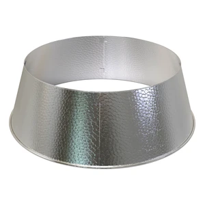 Silver Metal Christmas Tree Collar Hammered Finish Steel Tree Base Cover Decorative Holiday Tree Stand Skirt Ring