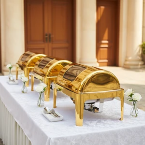 Luxury 9L 11L Gold Stainless Steel Buffet Food Warmer Chafing Dish Set for Hotel Catering Wedding