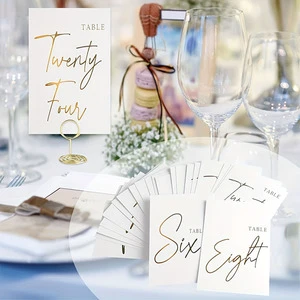 Wholesale 4x6Inch Double Sided Gold Foil Table Number Cards Restaurant Wedding Table Numbers 1-30 with Head Table