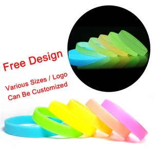 High Quality Bulk Cheap Custom logo Festival Party Events Ecofriendly Rubber Bracelet Luminous Glowing Glow Silicone Wristband