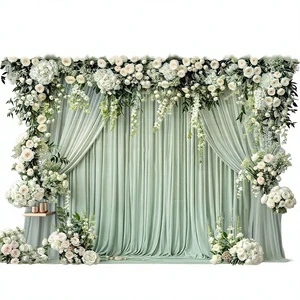 10X8ft Green Wedding Flower Wall Backdrop White Rose Floral Curtain Bridal Shower Birthday Party Anniversary Photo Studio Decor