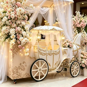 High Quality Metallic Blush Pink & Cream Floral Decoration Kit for Wedding and Birthday Carriage Styling