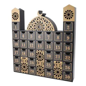 Eid Mubarak Wooden Countdown Calendar with Light Muslim Islamic Decorations 30 Days Eid Mubarak Crafts Table Decorations