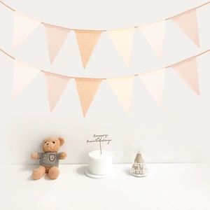 New Anti-Hemp Color Pennant Multi-Style Wedding Party Decoration Banner Pull Flag Polyester Screen Printed Wholesale