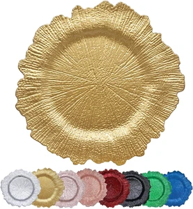 Hot Selling Custom Round Table Decorative Silver Gold Rim Coral Glass Charger Plate for Dinner Party Wedding Baby Shower
